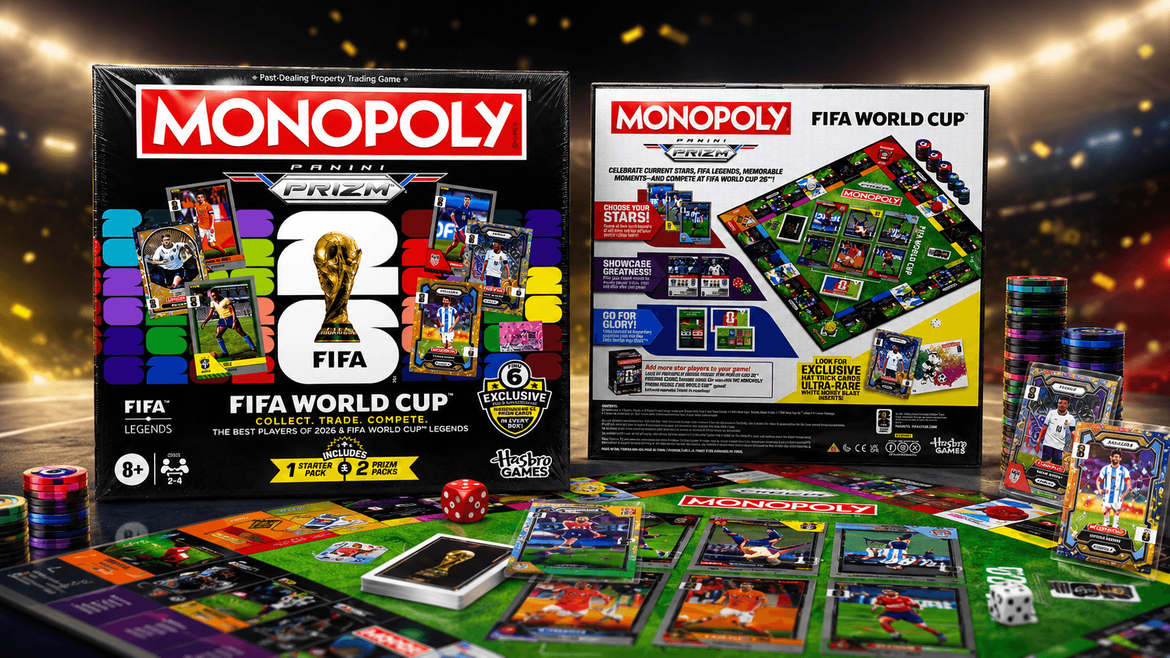 Monopoly Panini Prizm FIFA World Cup board game front and back box