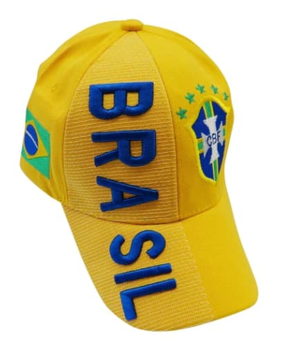 Brasil [yellow] With National Football Team Flag 3d Embroidered Cap