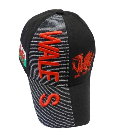 Wales [black] Flag 3d Embroidered Cap