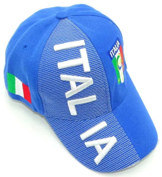 Italia [blue] With National Football Team Flag 3d Embroidered Cap