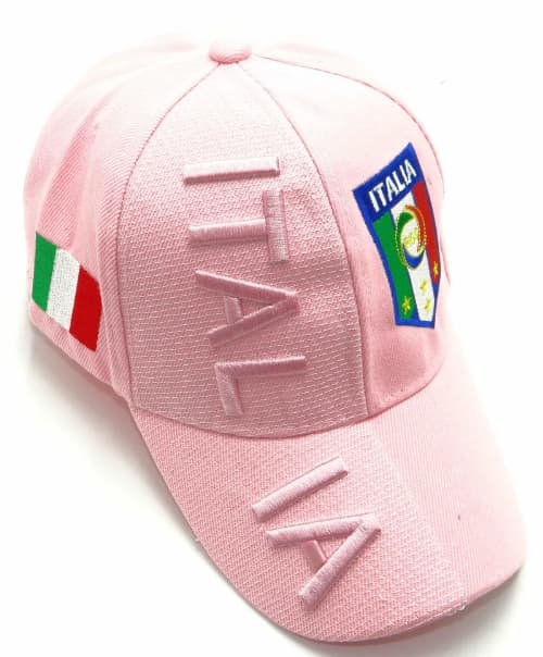 Italia [pink] With National Football Team Flag 3d Embroidered Cap