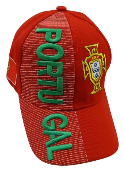 Portugal [red] With National Football Team Flag 3d Embroidered Cap
