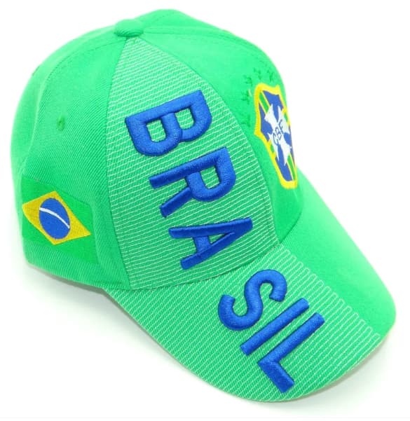 Brasil [green] With National Football Team Flag 3d Embroidered Cap