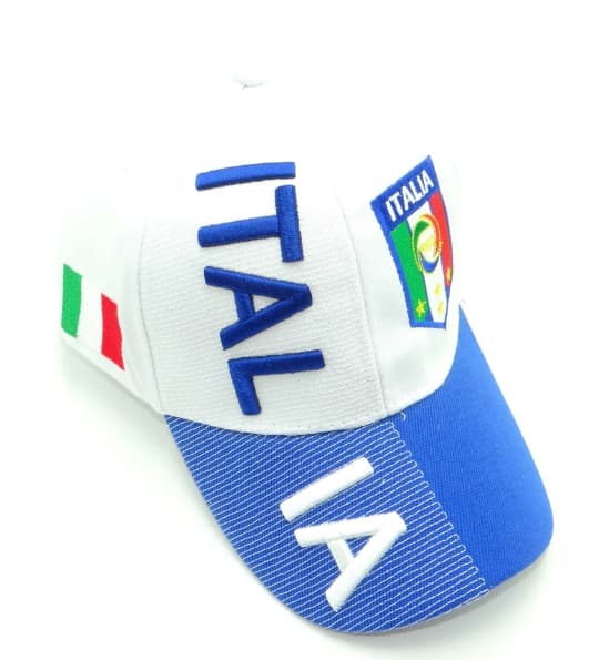 Italia [white] With National Football Team Flag 3d Embroidered Cap